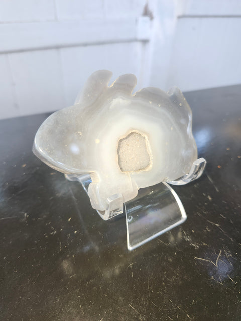 Druzy agate rabbit carving! 4.5 ounces, 3.5 inches wide, 2.5 inches tall