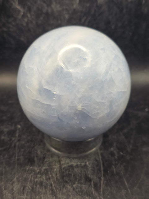 Blue calcite sphere! 74.5mm, 2.9 inches, 1.4 pounds!