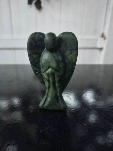 Green serpentine angel. 5 ounces, 3 inches tall