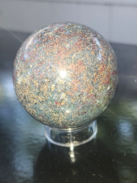 Ruby in kyanite sphere! 13.1 ounces, 58mm, 2.29 inches uv reactive