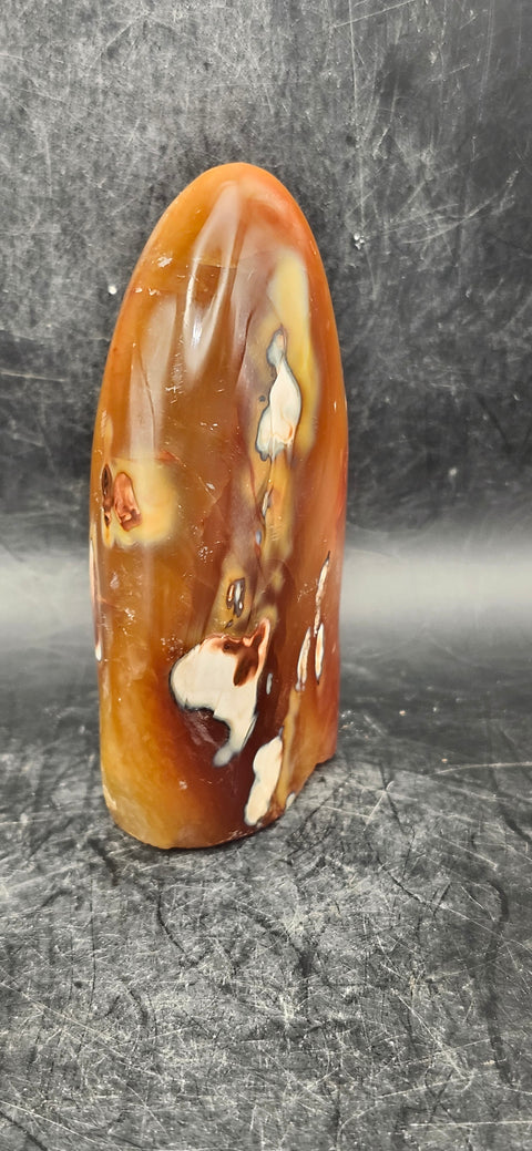 Carnelian agate free-form! 8 ounces, 3.5 inches tall, 2" wide