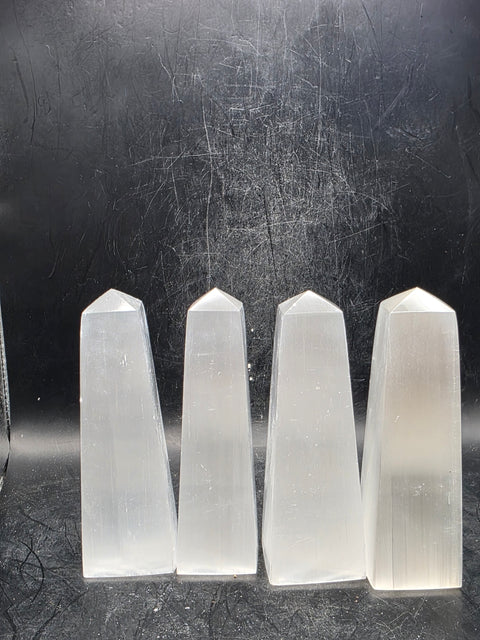 Selenite engraved fairy tower! 3.8 inches tall, 4.5 ounces!