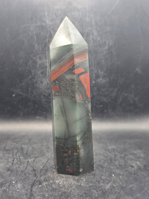 Large African bloodstone tower! 5.7 inches tall, 13.2 inches!