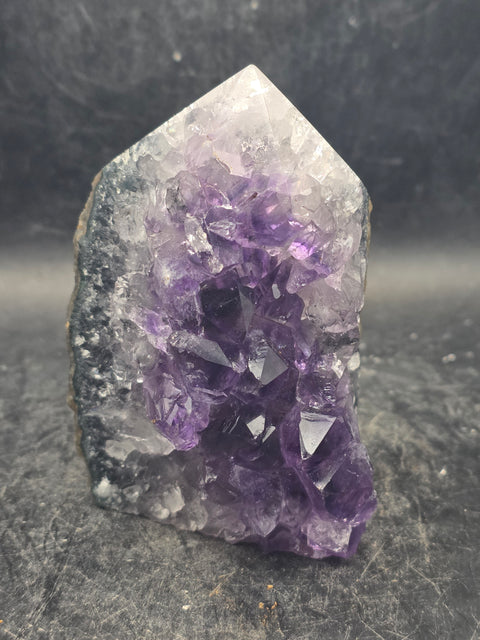 Druzy Amethyst polished top point! 8.3 ounces, 3.2 inches tall, 2.1" wide