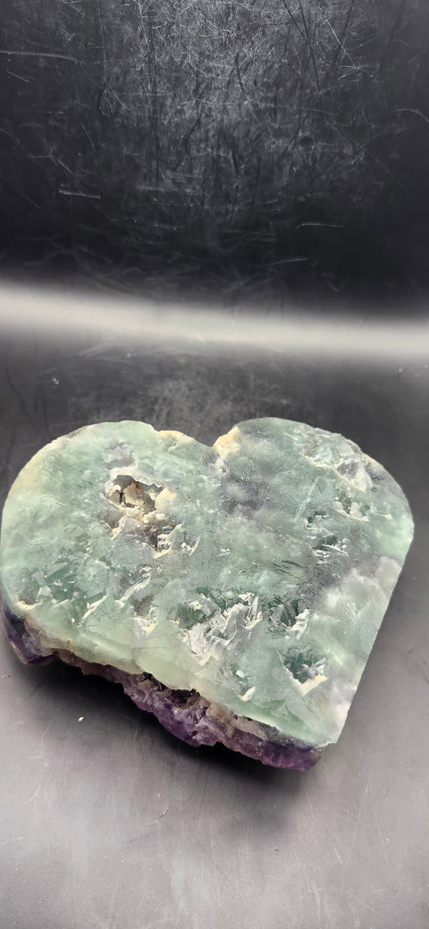 Druzy florite heart! 1.10 pounds! 5 inches wide, 5 inches tall
