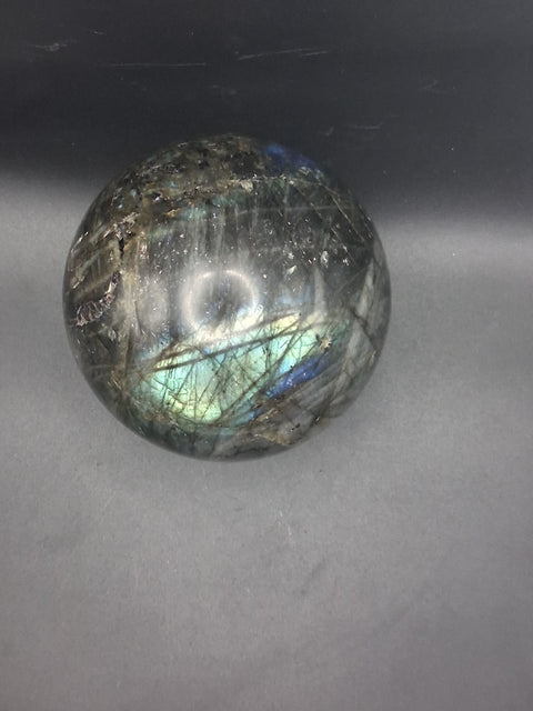 Jumbo labradorite sphere! 96mm, 3.7 inches  2.14 pounds