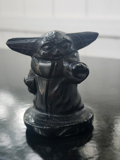 Black obsidian yoda! 3.9 ounces, 2.5 inches