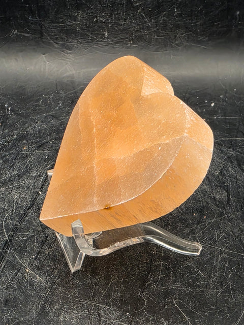 Peach selenite fairy heart!! 2 inches by 2 inches!!