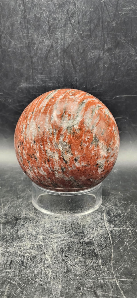 Brecciated jasper sphere! 64mm, 2.5 inches, 13 ounces!