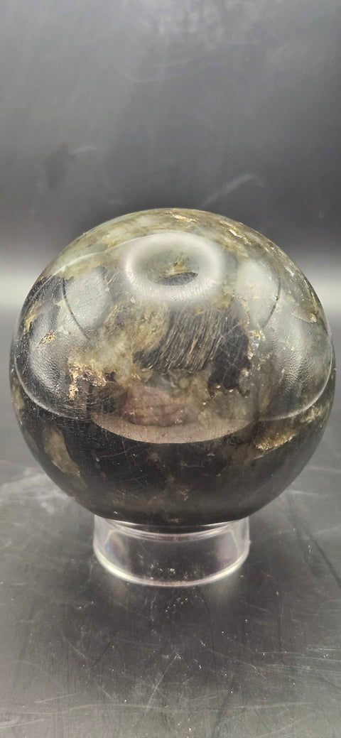 Labradorite sphere. 62mm, 2.44 inches, 12.2 ounces