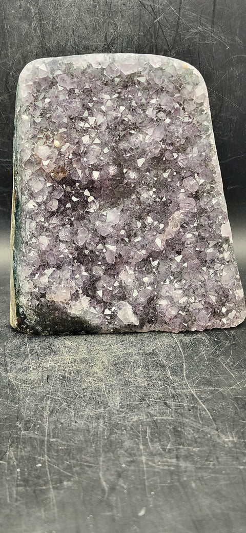 Amethyst cut base free form! 2.2 pounds, 4.5 inches tall, 3.6 wide