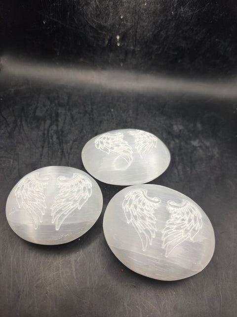 Selenite angel wing palm stone!