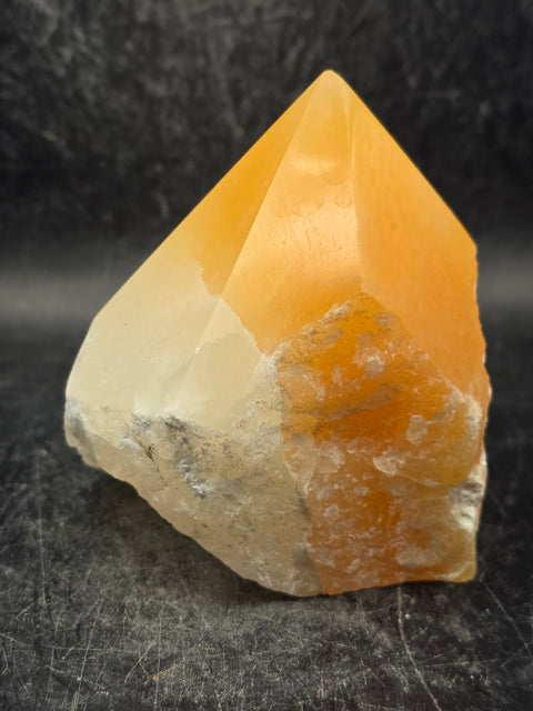 Orange calcite polished top point! 1 pound, 3.1 inches tall, 3.2" wide