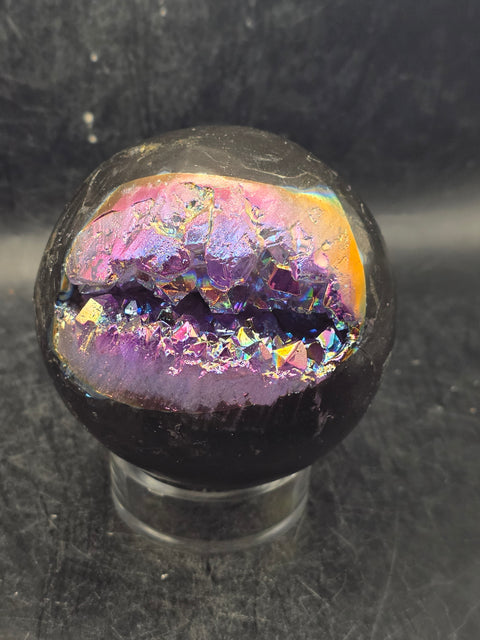 Aura amethyst sphere! 74mm, 2.9 inches, 1.1 pounds