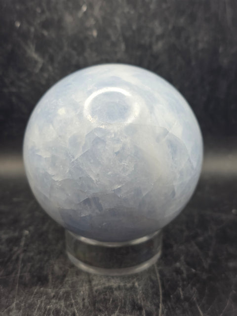 Blue calcite sphere! 74.5mm, 2.9 inches, 1.4 pounds!