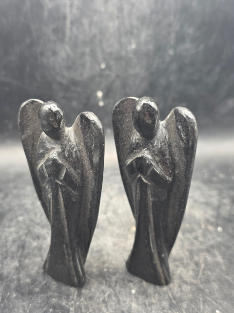 Black tourmaline gemstone angel! 3 inches tall, 1.6 ounces!