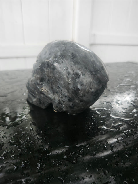 Larvikite skull! 1.3 pounds, 3.7 inches long, 2.7 tall, 2.2 wide
