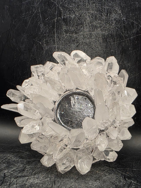 Lemurian quartz candle holder! 14 ounces, 4 inches wide!