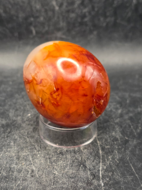 Druzy Carnelian agate egg! 4.5 ounces, 2 inches tall, 1.6" wide