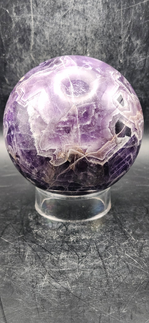 Dream amethyst sphere! 78.1mm, 3 inches, 1.7 pounds!