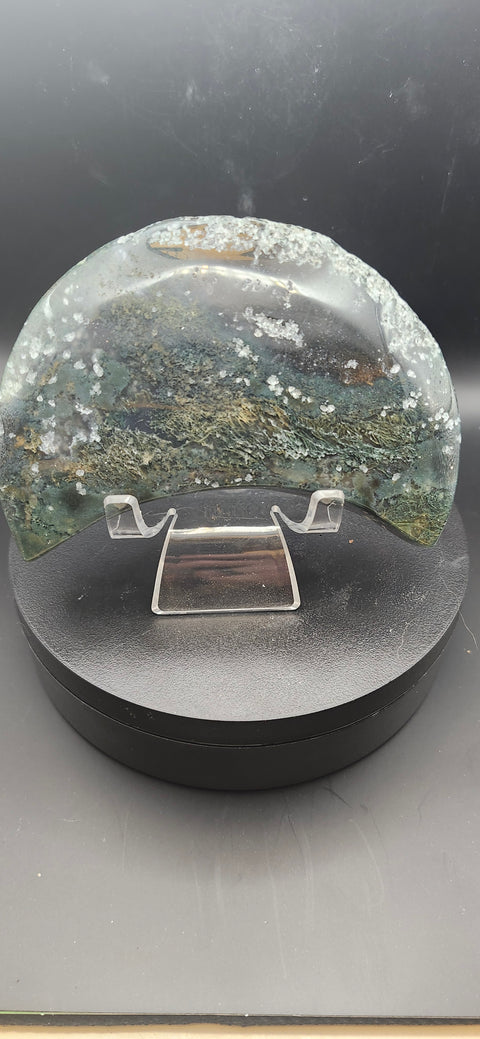 Moss agate moon! 13 ounces,  4.5 inches long, 2.8 wide
