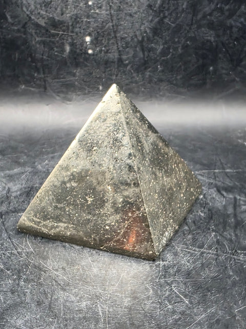 Pyrite pyramid! 10.5 ounces, 2.1 inches tall, 2.1 wide