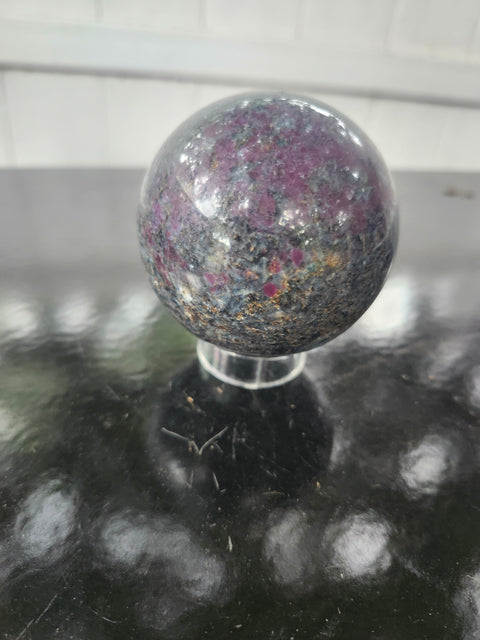 1.1 pound, 2.75 inch ruby in kyanite sphere