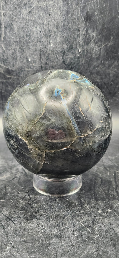 Labradorite sphere! 67mm, 2.6 inches! 15 ounces