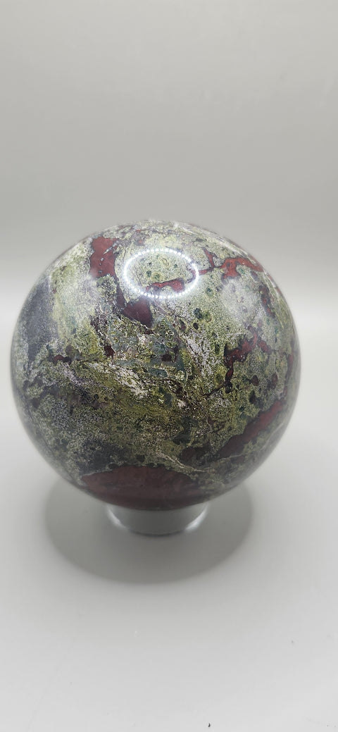 Dragon bloodstone sphere! 75mm, 2.95 inches, 1.8 pounds