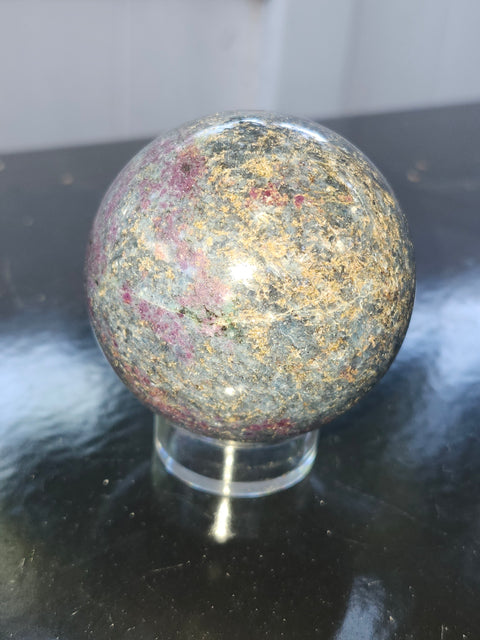 Ruby in kyanite sphere! 12.5 ounces, 57.8mm, 2.27 inches uv reactive