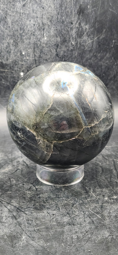 Labradorite sphere! 67mm, 2.6 inches! 15 ounces