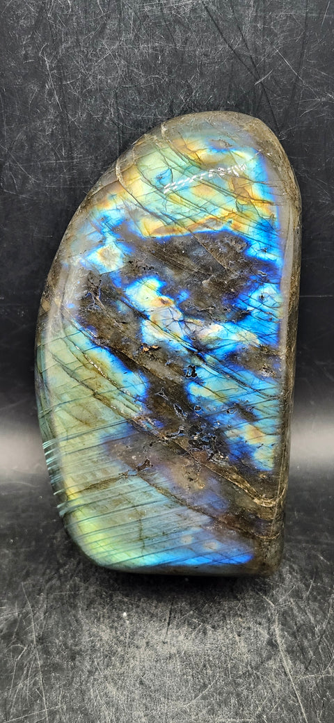 Labradorite free form! 1.9 pounds, 4.6 inches tall, 2.6 wide