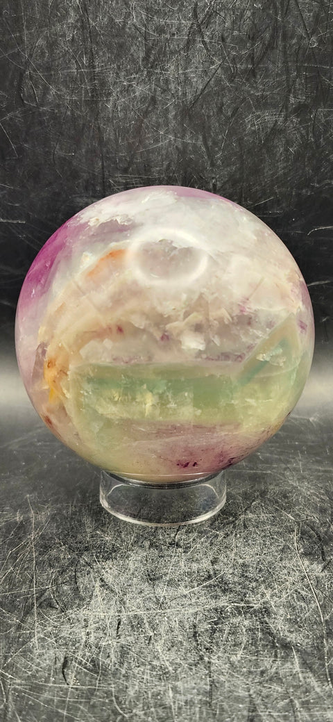 Candy florite sphere! 70.5mm, 2.7 inches, 1.4 pounds