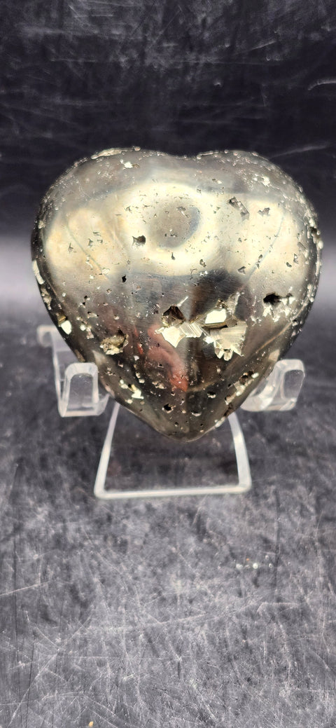 Pyrite heart! 7.6 ounces, 2.5 inches tall, 2.5 wide
