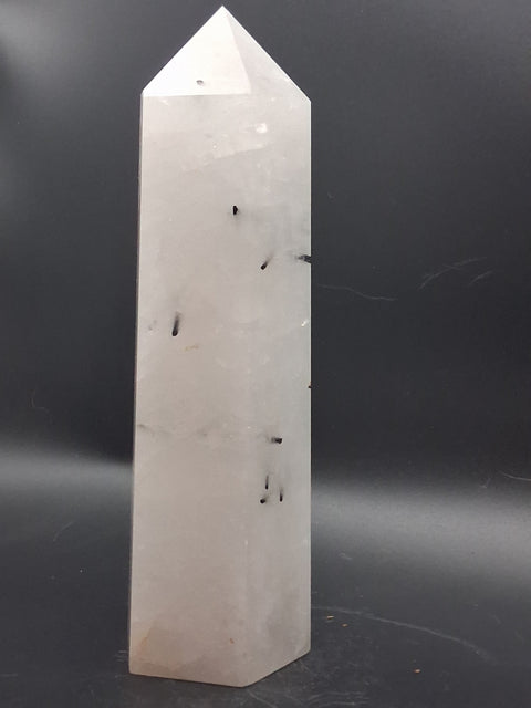 Large Tourmilated quartz tower! 1.11 pounds, 7 inches tall
