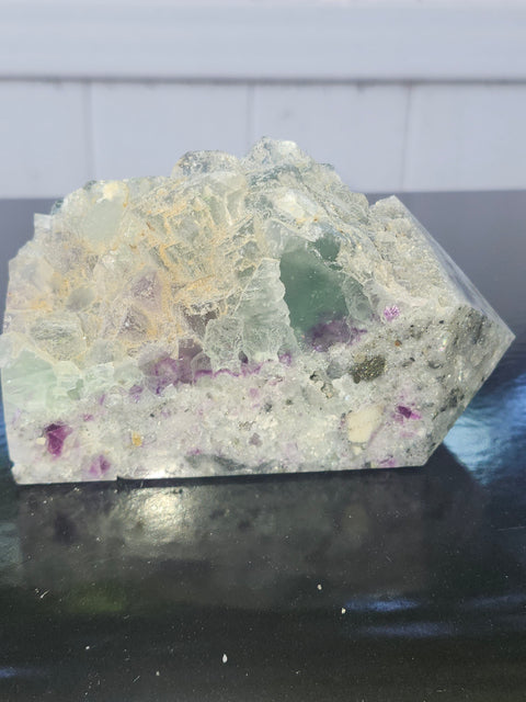 Pyrite in florite free form tower!!  4.4 inches tall, 2.5 inches wide, 1.2 pounds