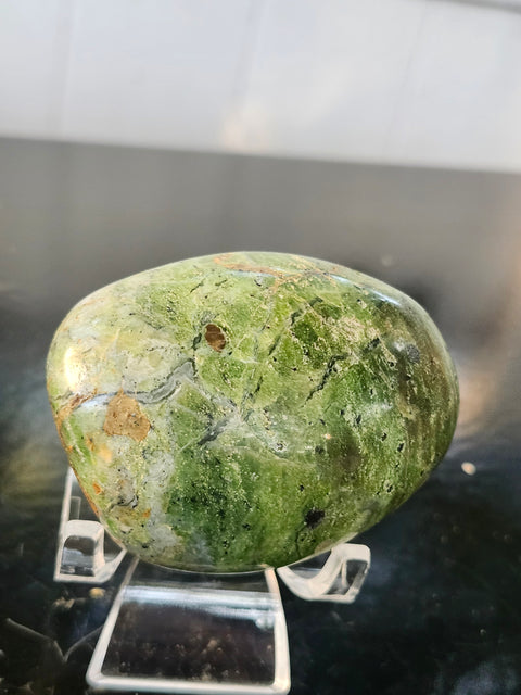 Olive opal palm stone! 59.3mm, 2.33 inch, 4.5 ounces