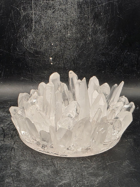 Lemurian quartz candle holder! 14 ounces, 4 inches wide!