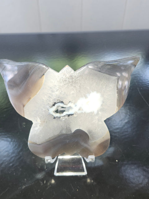 Druzy agate butterfly! 4.9 inches wide, 3.36 inches tall, 8 ounces