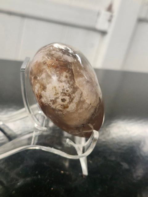 Flower agate heart! 10 ounces, 75mm wide, 69mm tall, 42mm thick