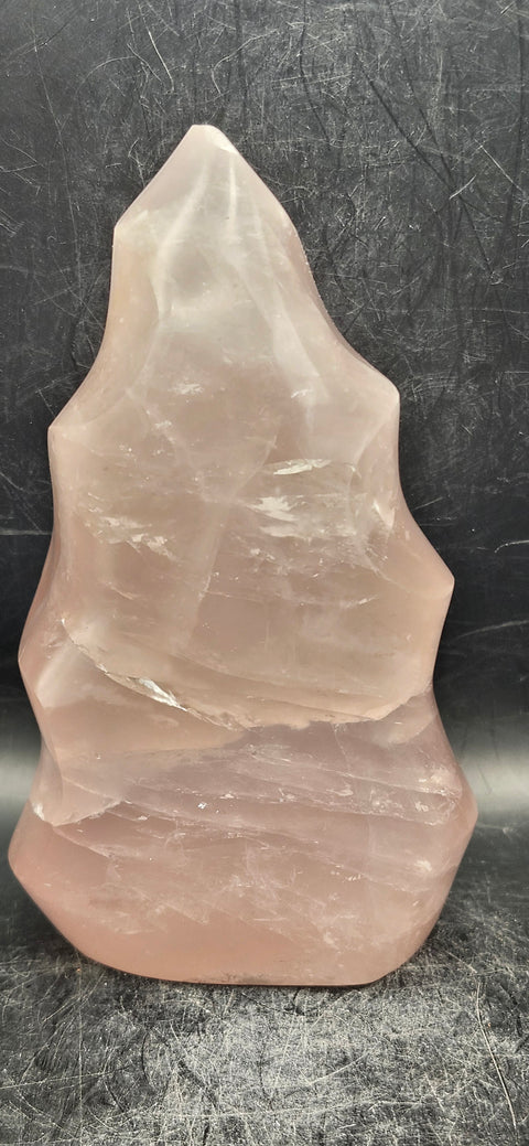 Large rose quartz flame tower! 1.11 pounds, 5.25 inches tall!