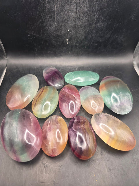 Candy florite palm stone! 2 too 2.5 inches!