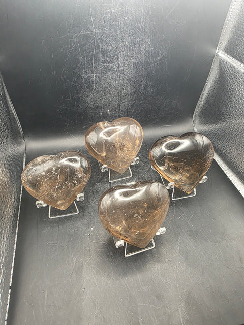 Smoky quartz heart!! 4 to 5 ounces, 2.5 to 3 inches!!