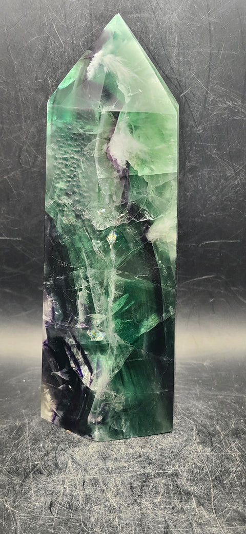 Large feather florite tower! 6 inches tall, 1.10 pounds!