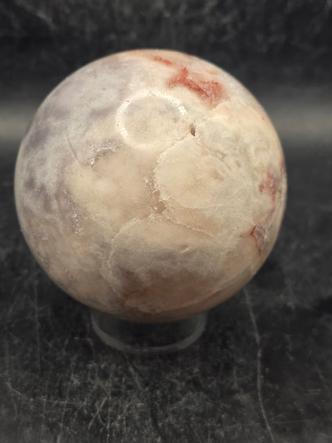 Pink amethyst flower agate sphere! 66mm, 2.6 inches, 13.8 ounces