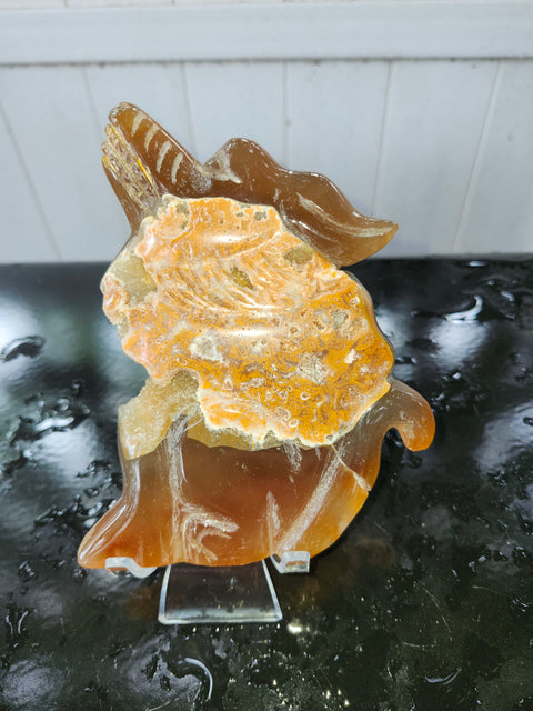 Druzy agate wolf! 9 ounces, 6 inches