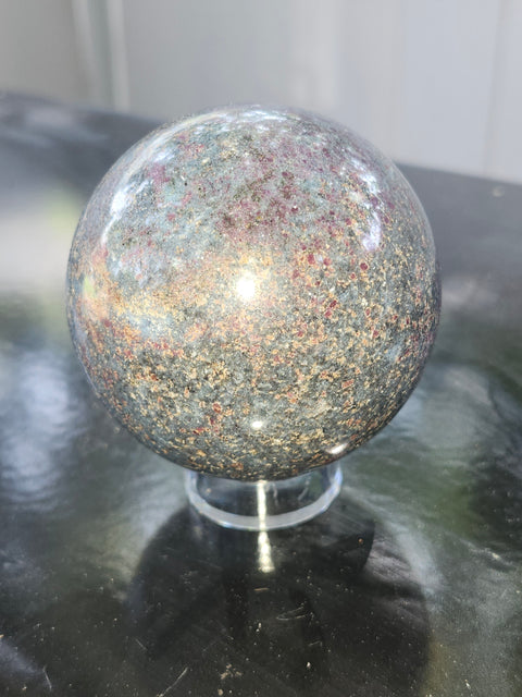 Ruby in kyanite sphere! 1.4 pounds, 66.8mm, 2.63 inches uv reactive