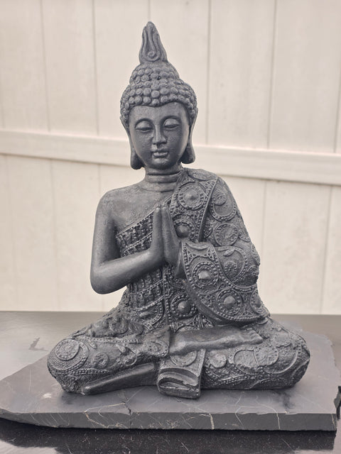 XL shungite praying Buddha figurine! 5.14 pounds, 11 inches tall