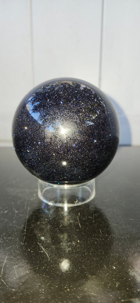 Blue golden sandstone sphere! 77.7mm, 3 inches, 1.7 pounds