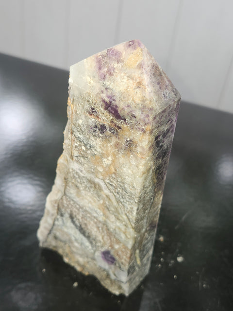Druzy opalized fluorite free form tower! 5.7 inch by 2.4 inch, 15 ounces